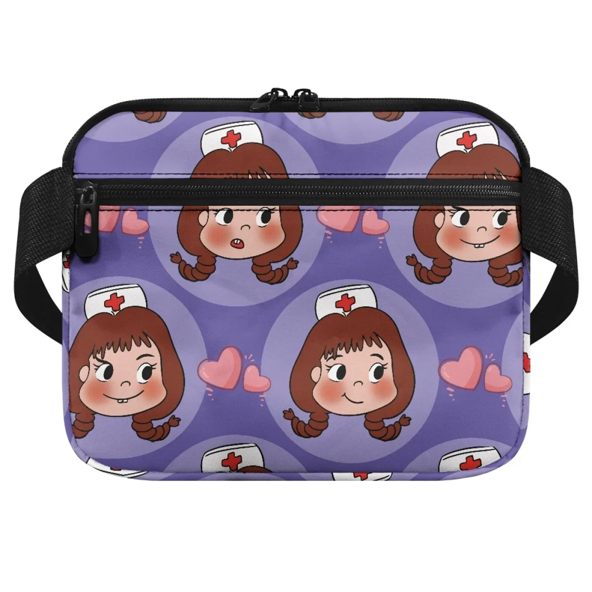 Kawaii Enfermeira Amor Imprimir Bolsa de Cintura para Mulheres, Pacote Médico, Alça Ajustável, Bolsa de Cinto de Enfermagem, Estetoscópios, Bandagem Tesoura, Bolsas Quadril