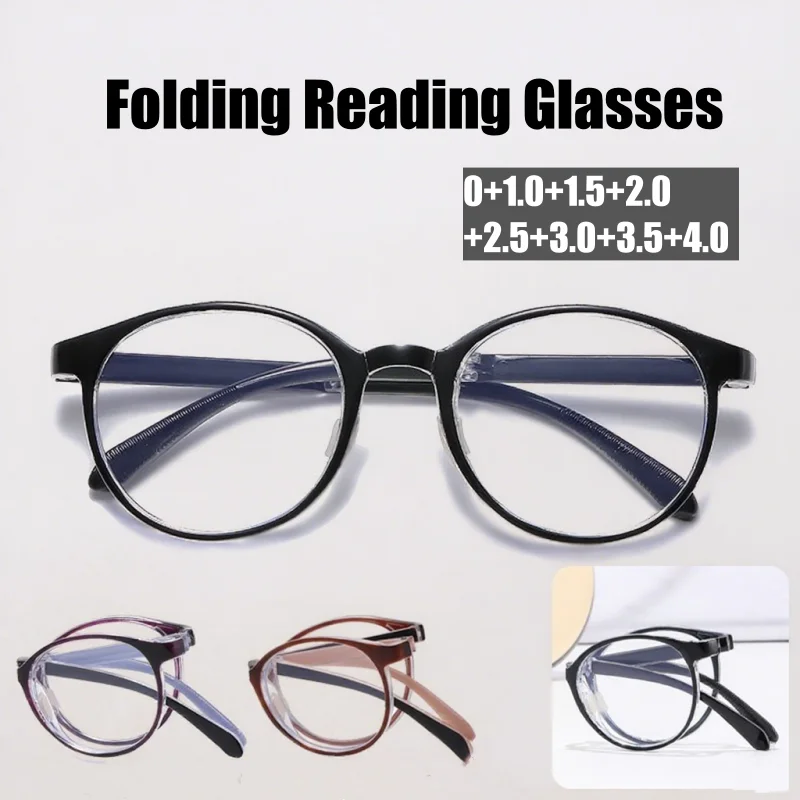 

Outdoor Portable Folding Reading Glasses for Men Women Ultralight Round Frame Far Sight Eyewear Ladies Retro Presbyopic Glasses