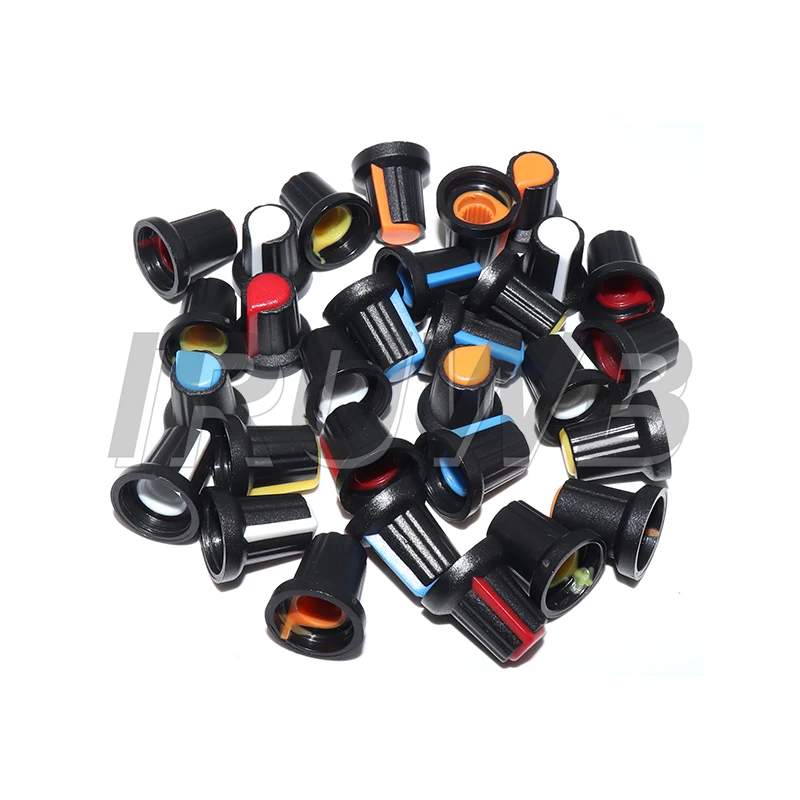 30pcs 15X17mm 6mm WH148 Potentiometer Plastic Knobs Cap WH148 Potentiometer knobs 5 colors Yellow Orange Blue White Red