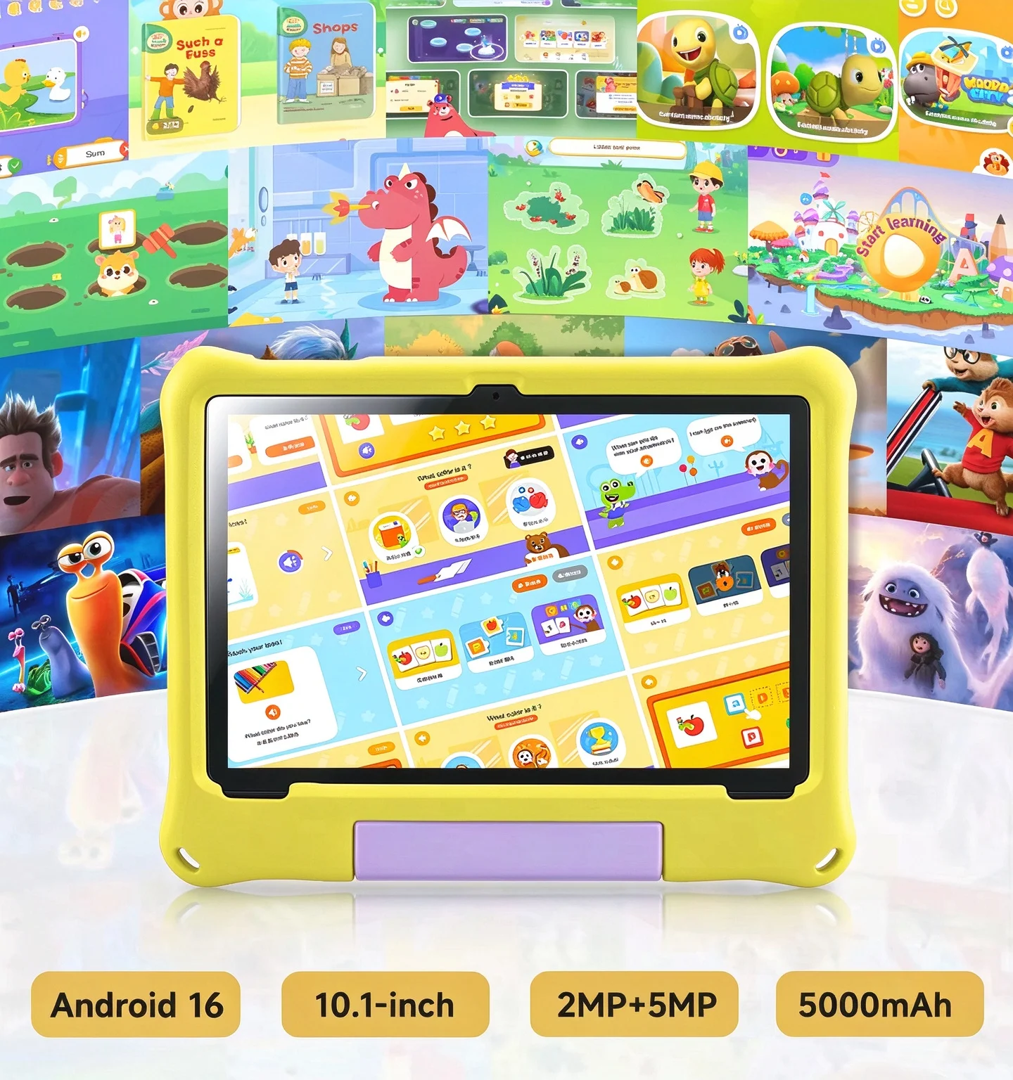 Paitanry 10 inch Kids Android 16 Tablet 8GB (3+5GB) RAM 32GB ROM 5000Mah Octa-core Wifi Children's Learning Educational Tablet