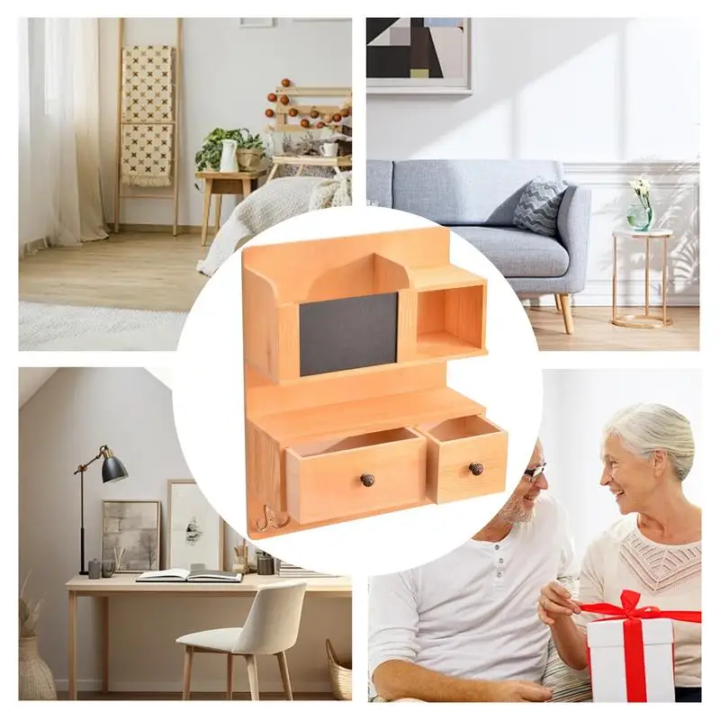 Key Holder For Wall Decor Mail Shelf Sorter Organizer Key Hanger Wall Mount With 4 Hooks Storage Rack For Kitchen Bathroom