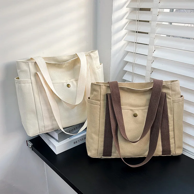 

Холщовая сумка через плечо большой вместимости, студенческая универсальная сумка для работы, дорожная сумка, простая сумка для мамы