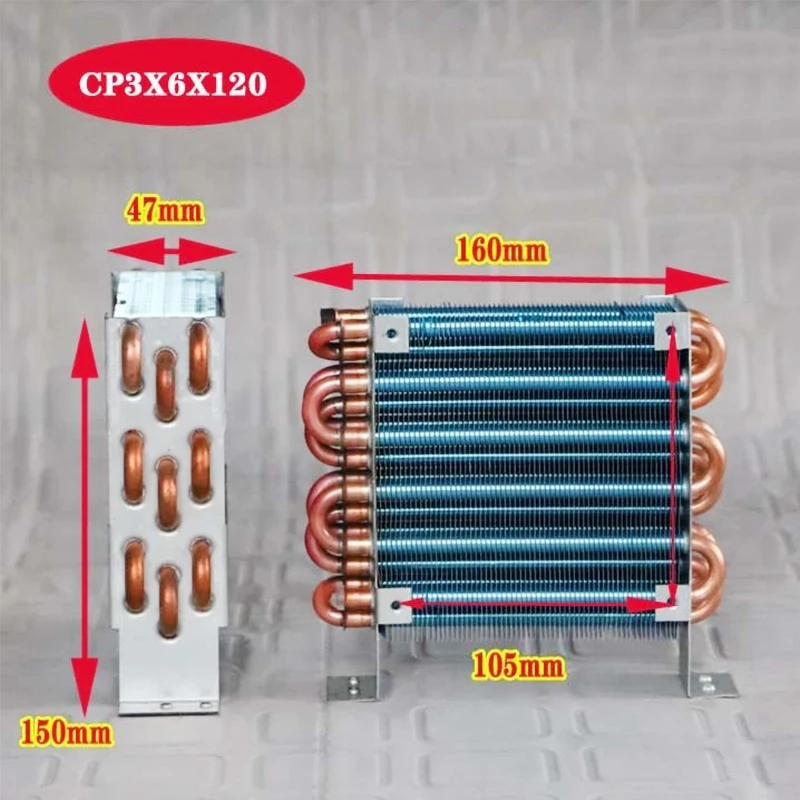 

CP3x6x120 Миниатюрный мини-конденсатор с воздушным охлаждением, медный трубчатый ребро радиатора с вентилятором