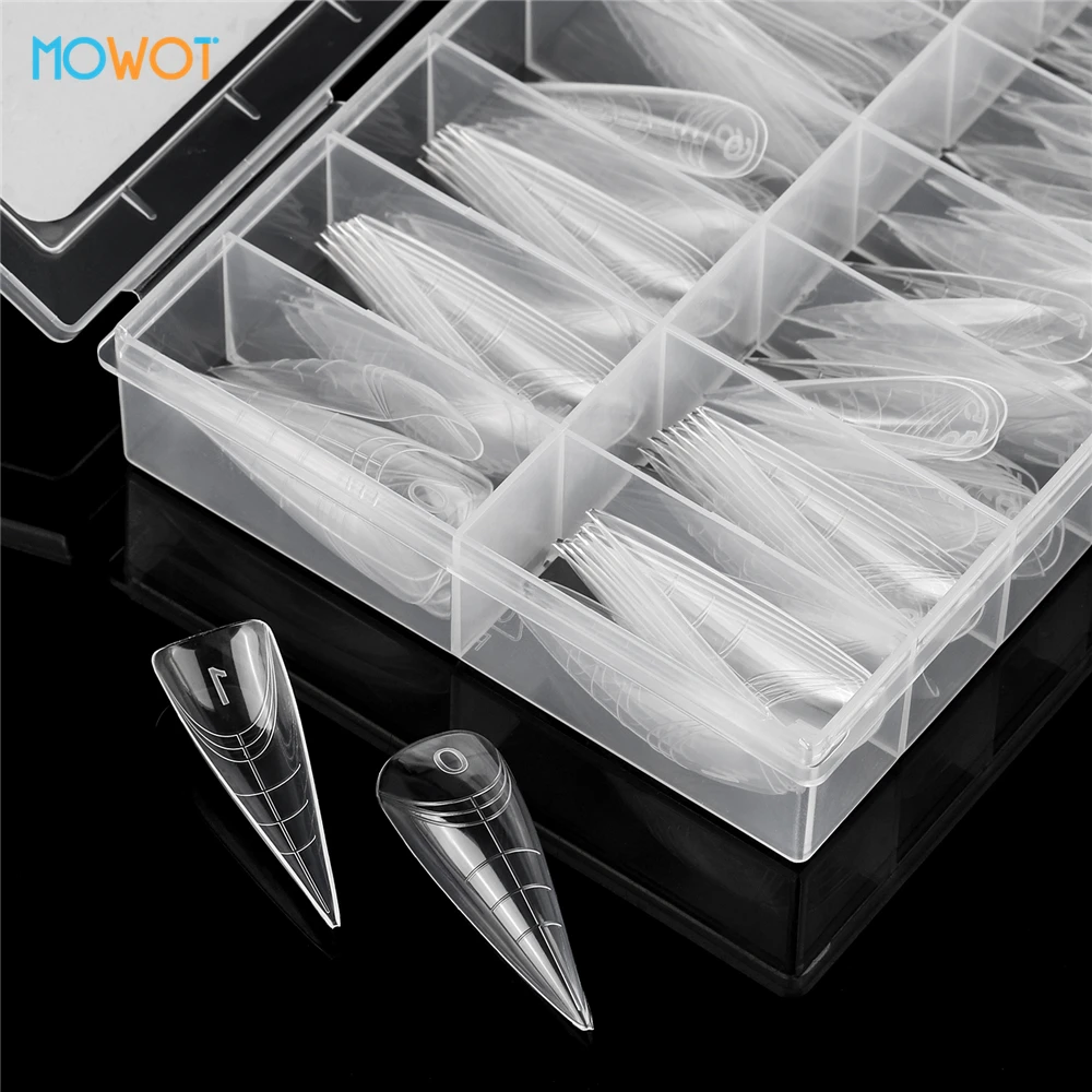 MOWOT 140 قطعة مسمار أشكال مزدوجة خنجر تمديد بولي جيل للأظافر قالب غطاء كامل أظافر أكريليك نصائح قابلة لإعادة الاستخدام أشكال علوية للتقليم #2