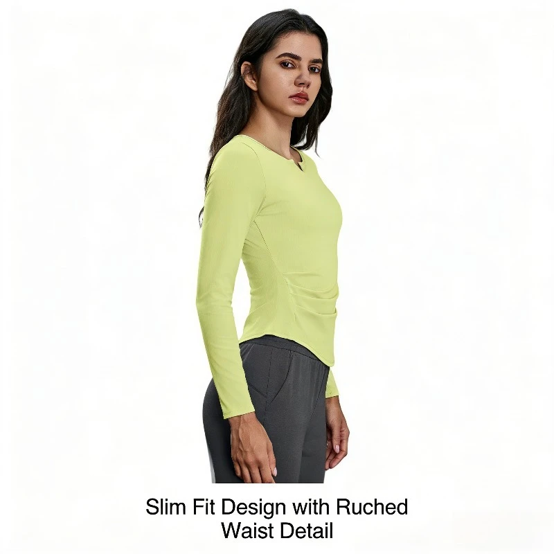 

Осенний топ для фитнеса и йоги со встроенным бюстгальтером, эластичная облегающая рубашка для бега с длинными рукавами для женщин