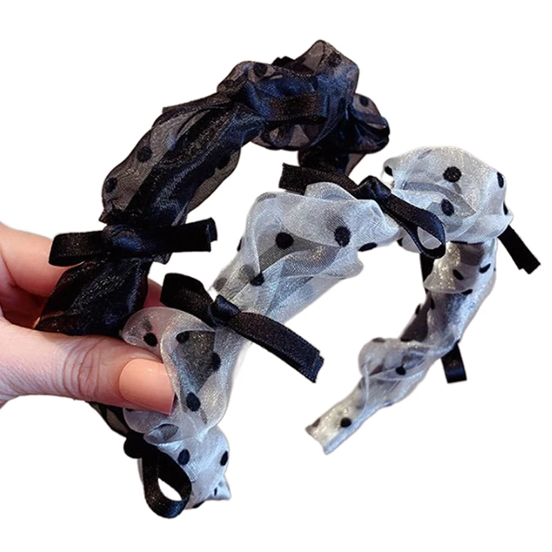 

1 шт., повязка на голову, модная повязка на голову с бантом, головной убор, кружевная сетчатая повязка для волос для женщин и девочек, обруч для волос, аксессуар для волос