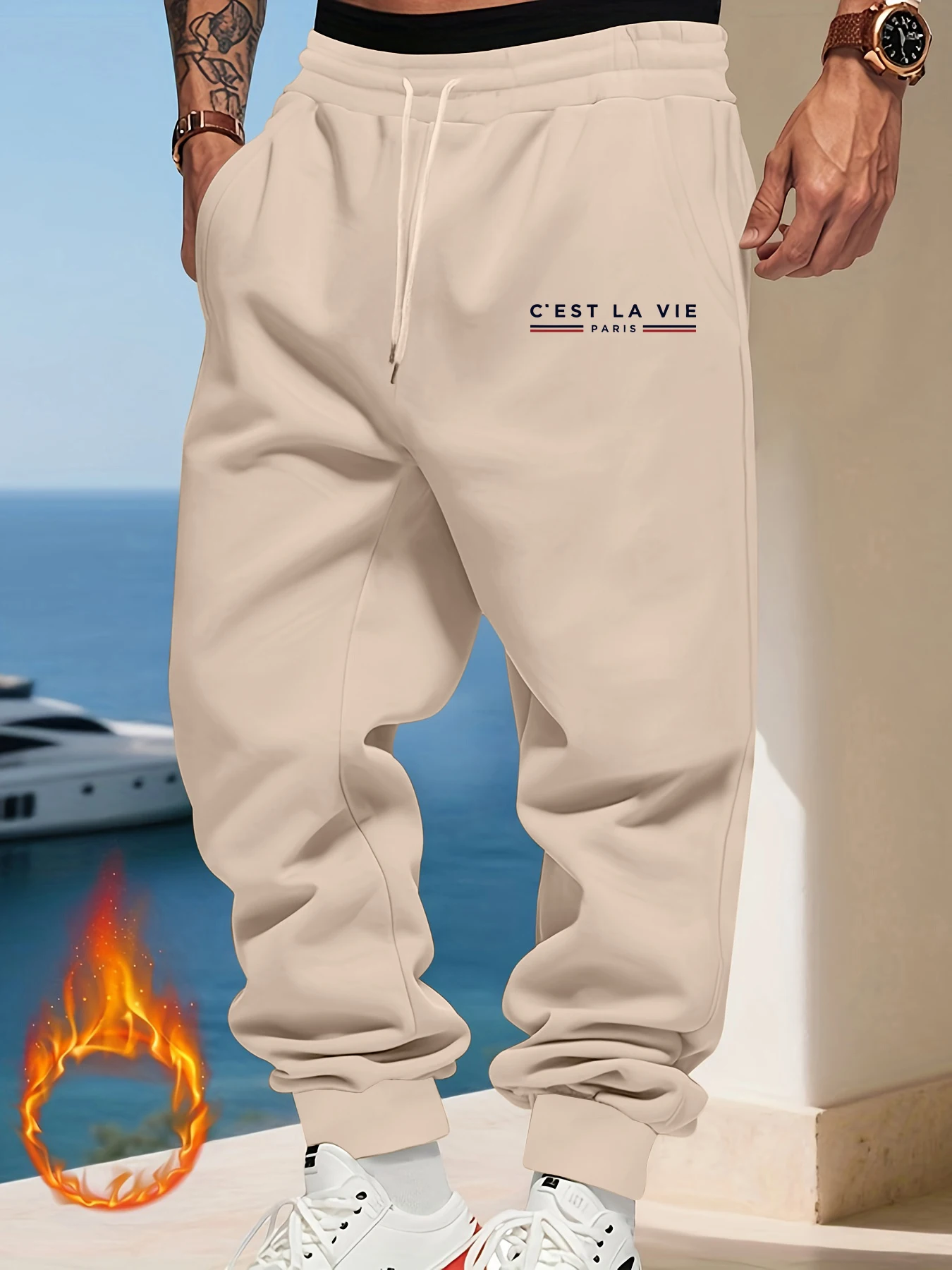 

C'Est La Vie Paris Мужские спортивные штаны с принтом, повседневные брюки для бега, модные удобные длинные брюки, индивидуальные уличные брюки унисекс