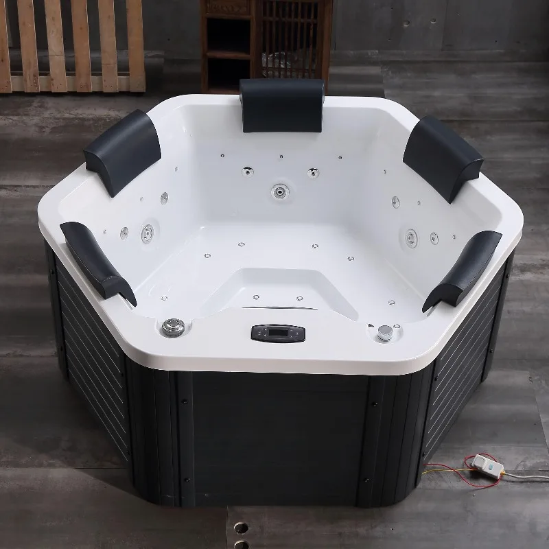FL Customized 4-5 Person Modern Outdoor/Indoor Spa Jacuzzis Hot Tub Heated Hexagon Acrylic Bathtub Whirlpool Massage