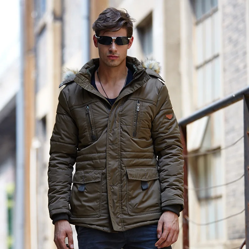 Chaqueta de algodón de longitud media con capucha para hombre, chaqueta informal de gran tamaño, invierno, nuevo