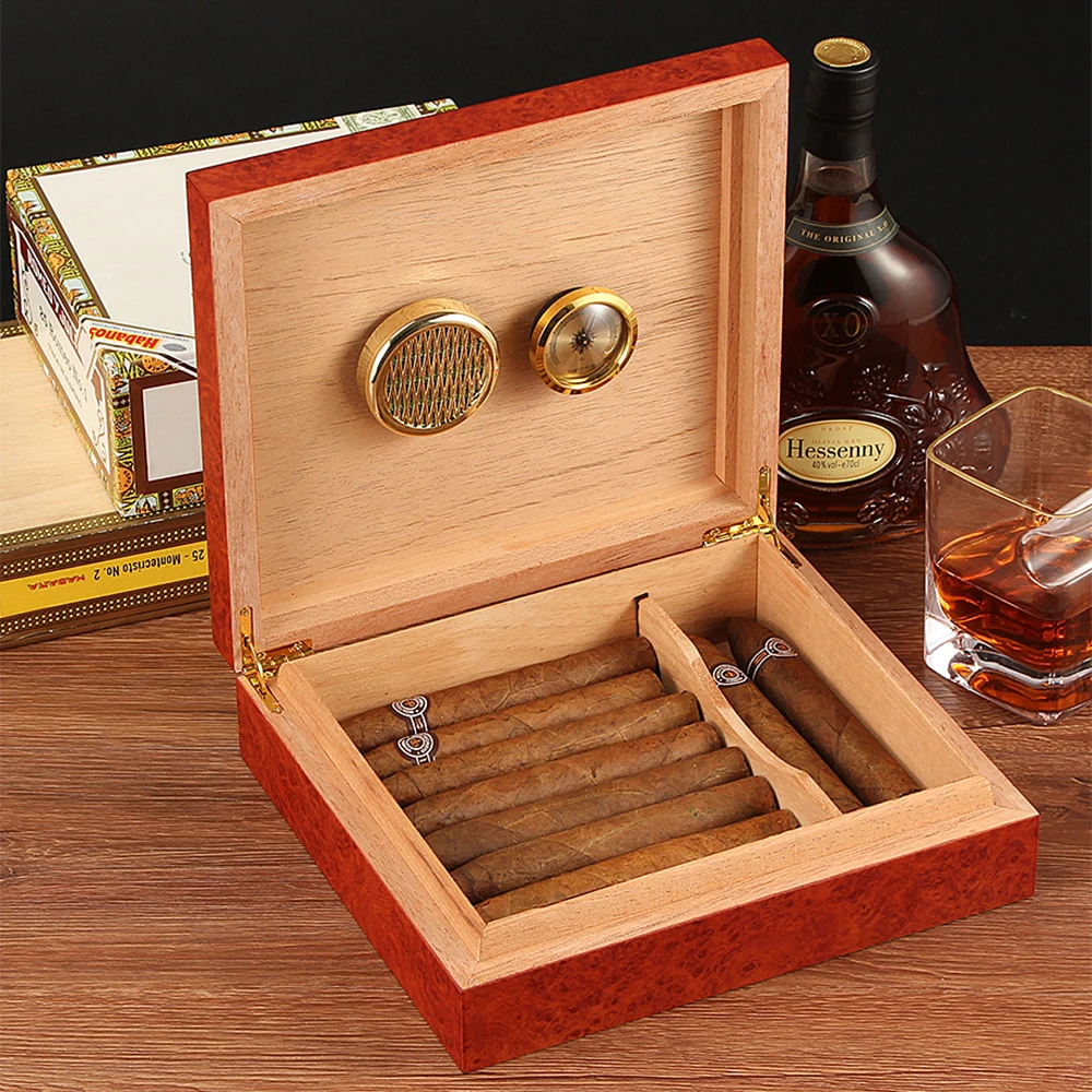 

Luxury Cigar Box Cedar Wood Humidor Cigar Case Travel Portable Case With Humidifier Hygrometer For Cohiba Cigars Humidor