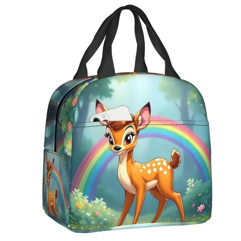 

Custom Bambi Insulated Lunch Bags for Camping Travel Kawaii Cartoon Anime Waterproof Thermal Cooler Bento Box Women Children
