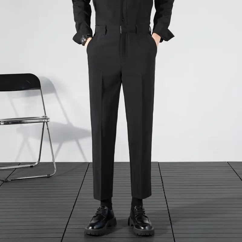 

Men's Summer Work Clothes Brown Pants Dress Man Straight Trousers Suit Male Korean Reviews Clothes Mens Clothing Wide Slacks