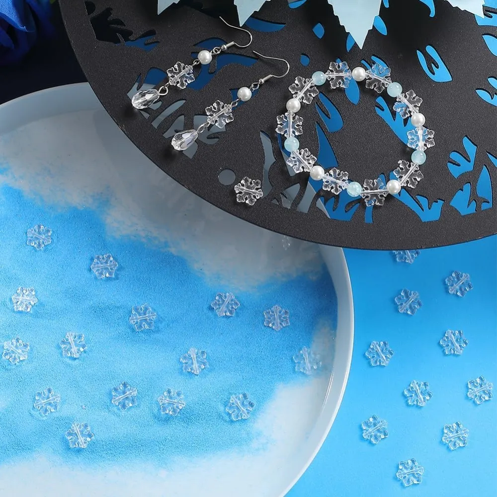 Perles de flocon de neige en vrac, mini acrylique, kit de fabrication transparent, Noël, Noël, automne, argent, vacances, 500 pièces