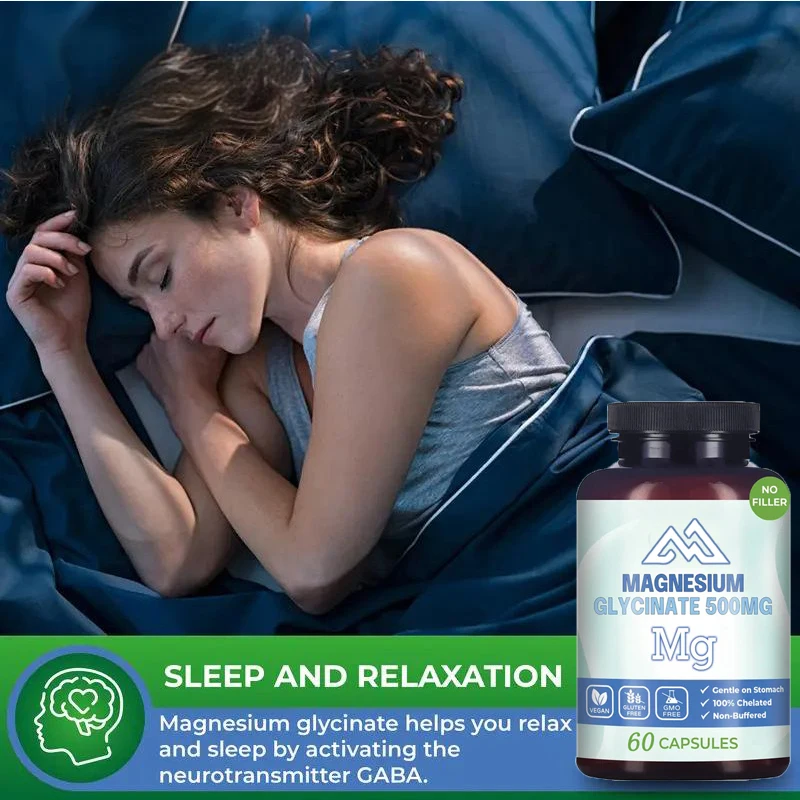 Magnesium Glycine 500mg Capsule Supplement - Pure, 100% Pure, No Fillers - Supports Sleep and Relaxation