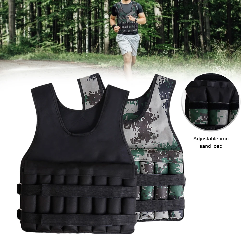 

20kg Loading Weighted Vest Adjustable Exercise Training Fitness Jacket Gym Workout Boxing Vest Fitness Running Sand Waistcoat