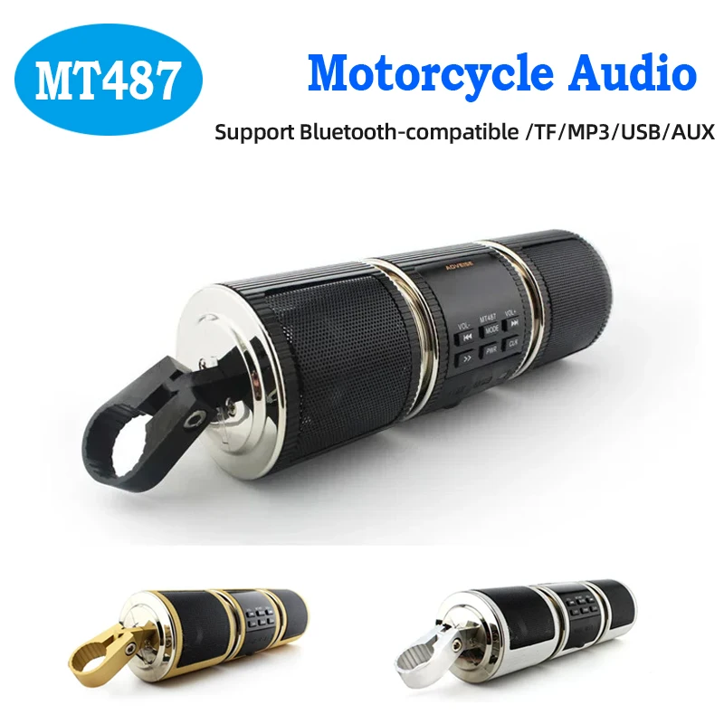 

Motorcycle Stereo Speaker USB TF Card Bluetooth LED Display MP3 Music Player Waterproof FM Radio Supports MP3/WMA Format MT487