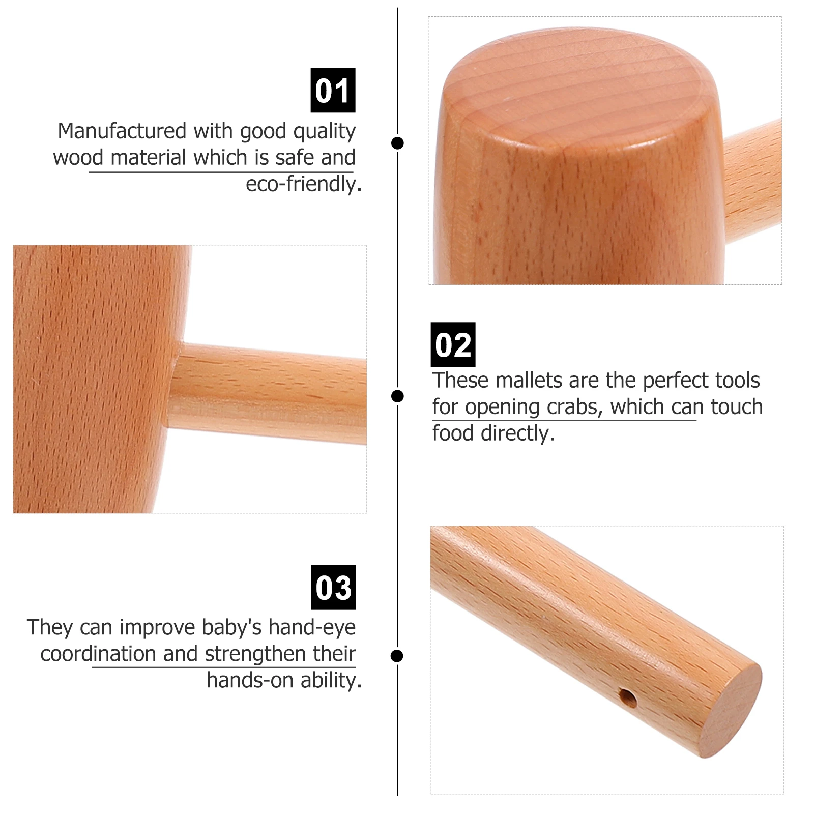 

Wooden Mini Hammer Smooth Surface Perfect Size Adults Crafts Jewelry Building Hammer Seafood Kitchen