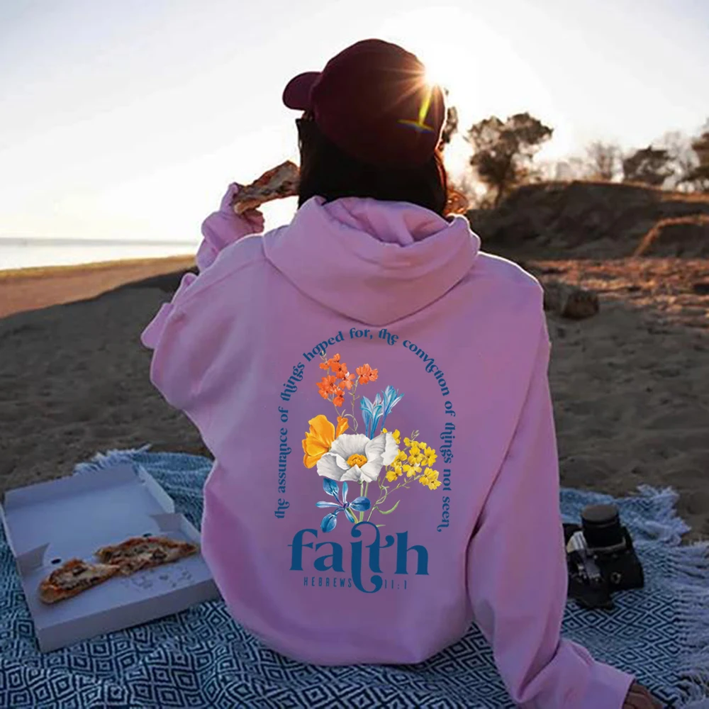 Aesthetic Christian Hoodies Bible Verse Hoodie Women's Religious Pullover Faith Long Sleeve Hooded Sweatshirt Christian Gifts