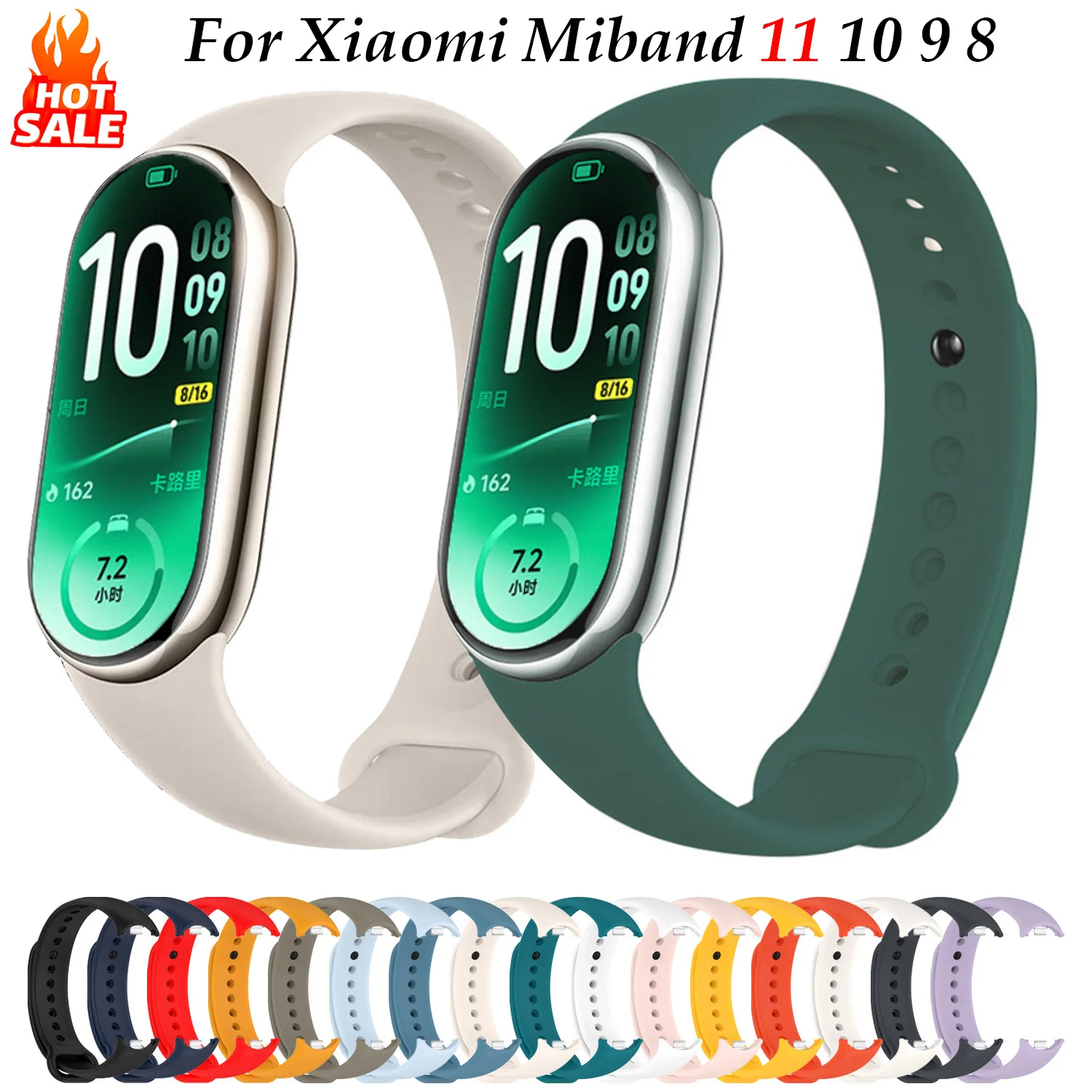 Silicone Bracelet for Mi Band 11 10 9 8 NFC Accessories Sport Rubber SmartWatch Wristband Belt Correa For Xiaomi MiBand 11 Strap