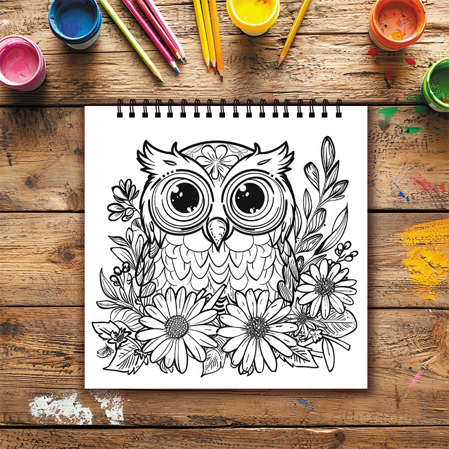 Owl Adult Coloring Book 22 Pages 8.27x8.27 Inch Perfect Gift for Stress Relief