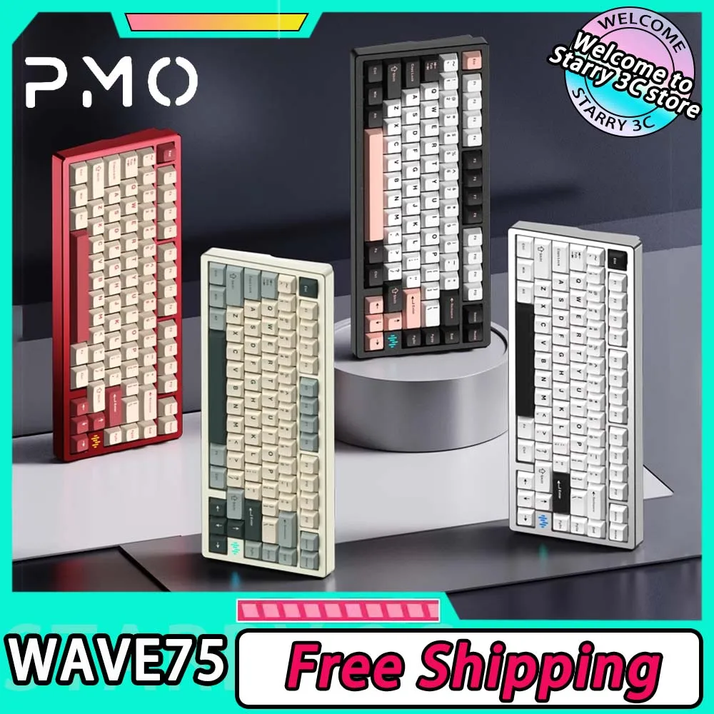 PMO WAVE75 Mechanical Keyboard Tri Mode Aluminum Alloy Wireless Gaming Keyboard RGB Gasket Custom Support QMK&VIA PC Gamer Gifts