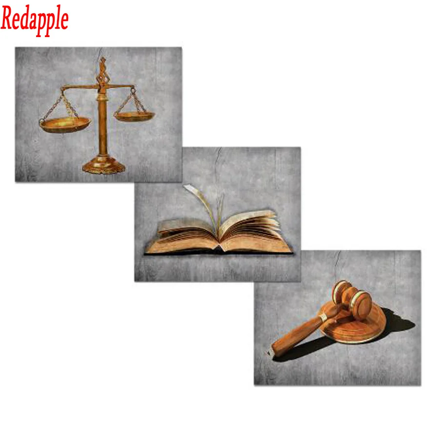 diamond embroidery Visual Art Decor Scales of Justice Lawyer Office Decor Picture diamond painting cross stitch mosaic 3 pcs set