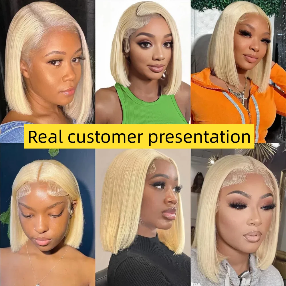 شعر مستعار أشقر شعر الإنسان بوب 13X4 الدانتيل الجبهة بوب شعر مستعار 613 الدانتيل شعر مستعار أمامي شعر الإنسان 200% الكثافة مناسبة للنساء لارتداء