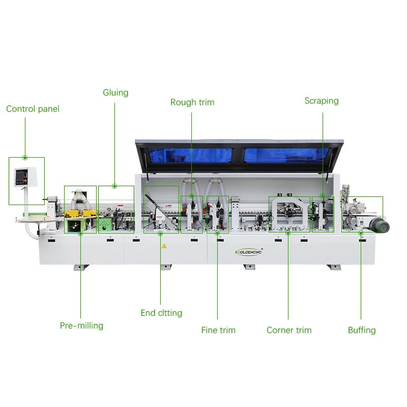 Automatic 8 Function Pvc Mdf Edge Banding Machine Woodworking For Wood