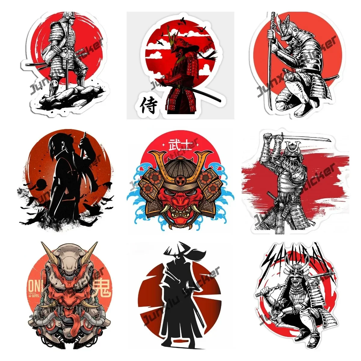 

Japanese Culture Samurai Car Stickers Demon Mask Car Styling Personality Decals Suitable for JDM VAN RV Stickers Car Accessories