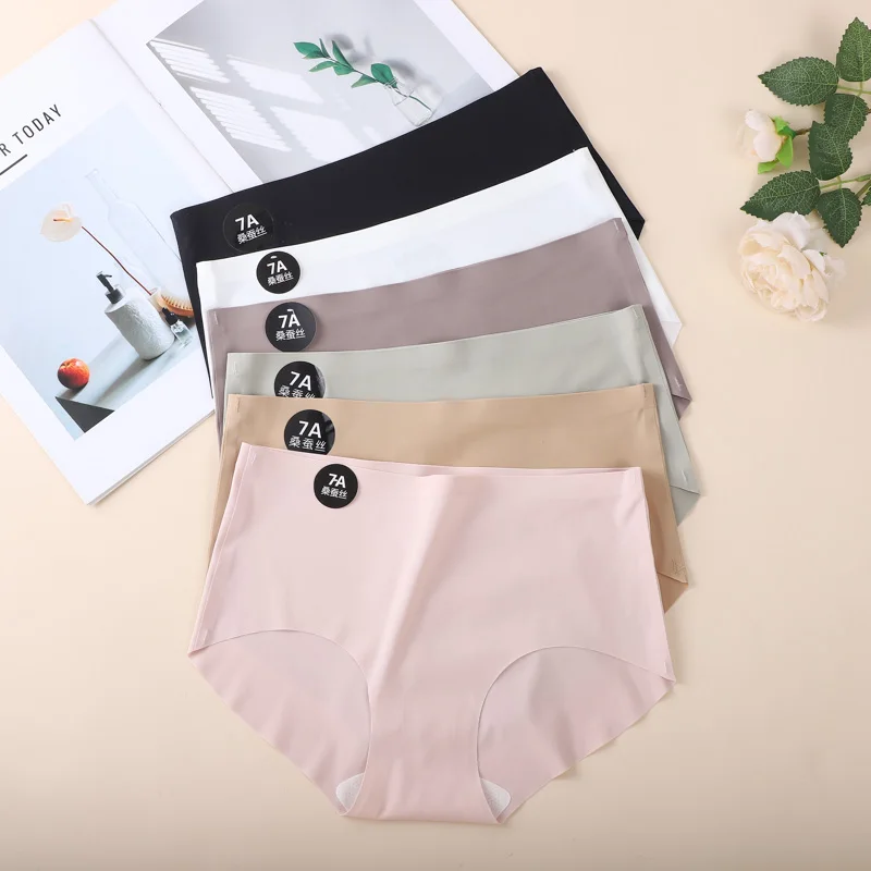 

4 шт./компл., бесшовные шелковые женские трусики, ультратонкие трусы, высокоэластичное дышащее нижнее белье, 7А, удобное нижнее белье, мягкое нижнее белье