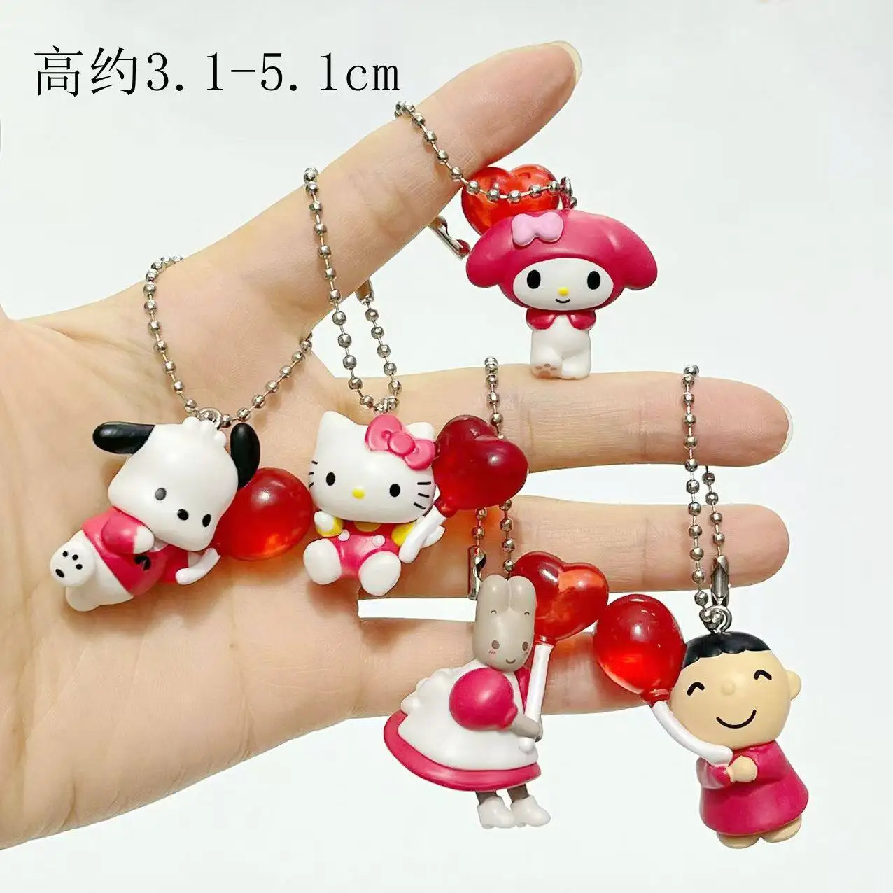 

Брелок-шар Minna No Tabo X Sanrio Characters в красном костюме, капсульная игрушка, милая аниме-фигурка Hello Kitty Pochacco, брелок для сумки