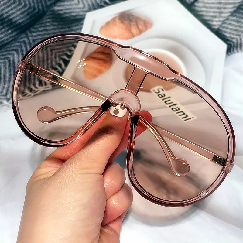 One Piece Oversize Yellow Black Graident Shield Sunglasses for Women Men Vintage Mask Y2K Sun Glasses Ladies Sexy Shades Driving - view 3