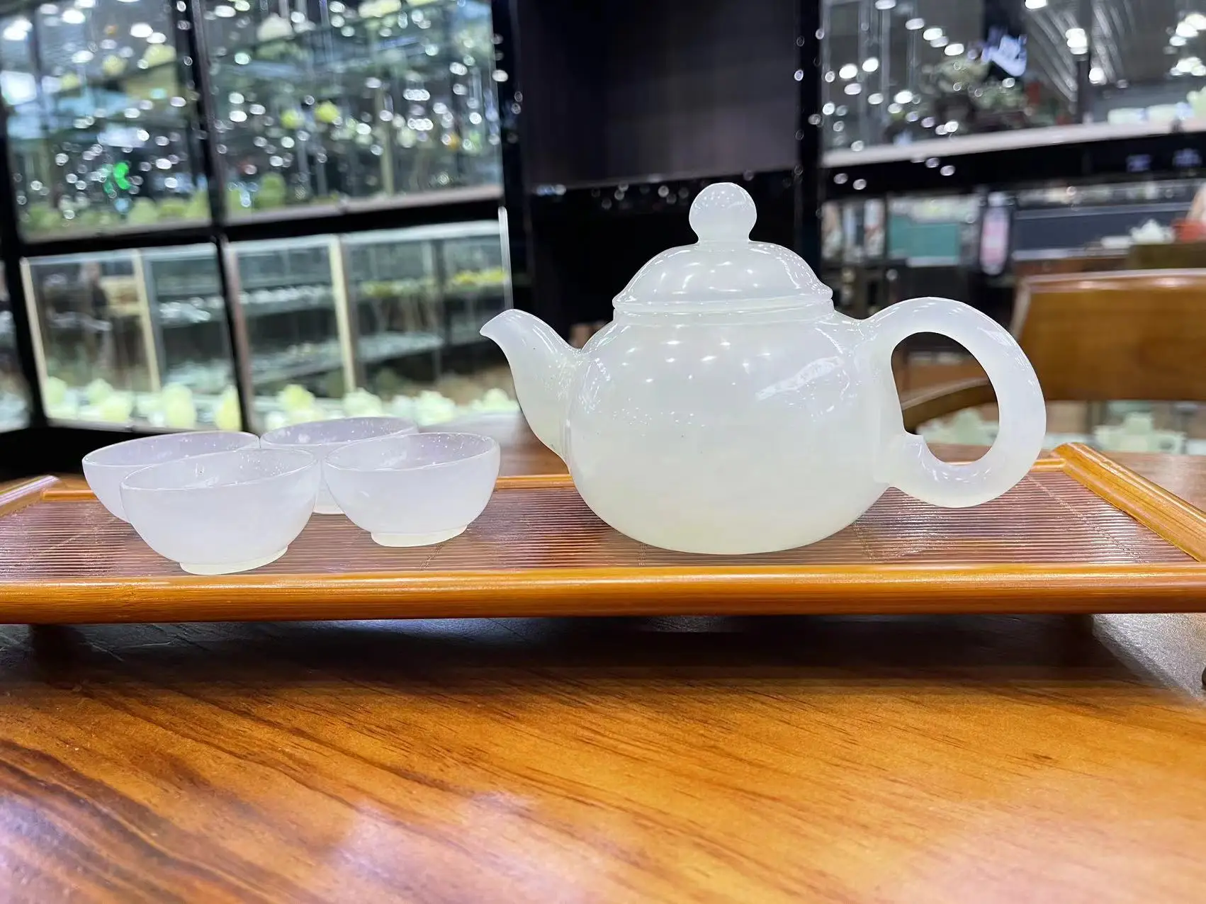 

Natural jade teapot jade ornament tea set household living room