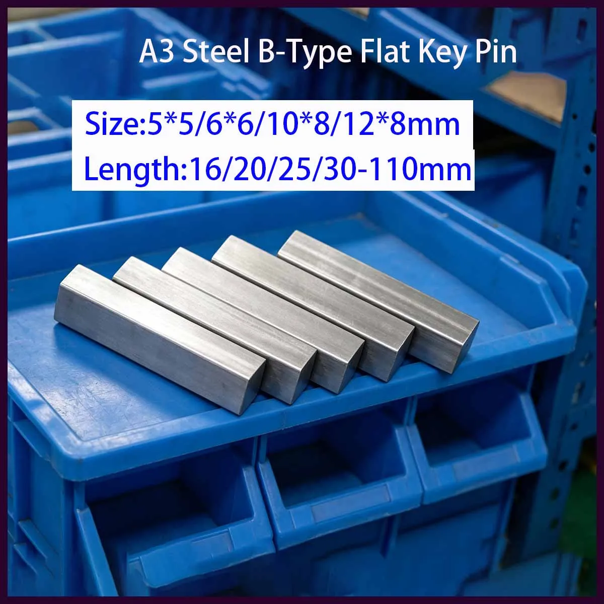 

A3 Steel B-Type Flat Key Pin Shaft Square At Both Ends 5×5 6×6 10×8 12×8 Fasteners