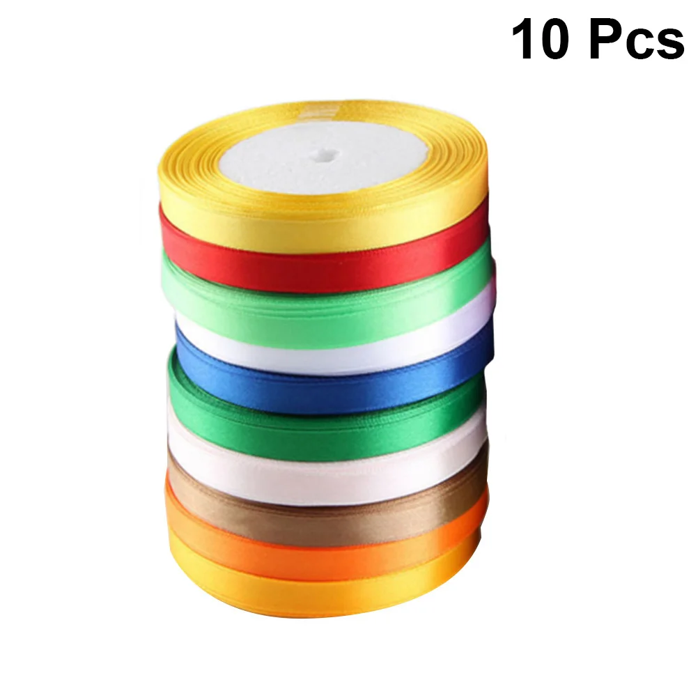 

10pcs Gift Wrapping Ribbons Silk Ribbon for Crafts DIY Rib C Gifts Wedding Bright Color Elegant Party Decoration Holiday