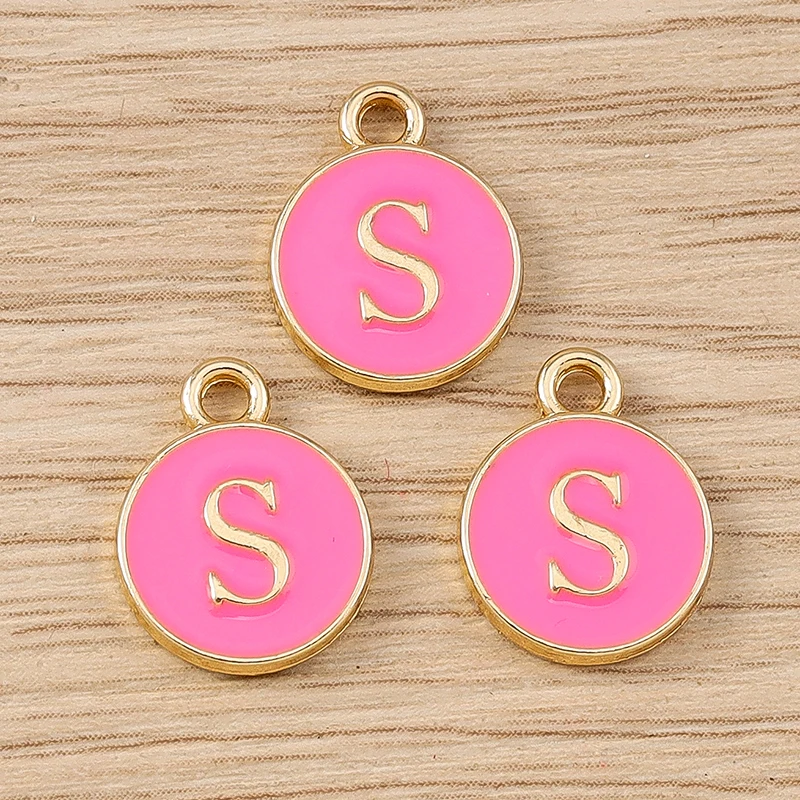 10 Stück niedliche, doppelseitige Buchstabenanhänger aus Emaille, Alphabet A-Z, zum Basteln von Schmuck, für Namens-Ohrringe, Halsketten und DIY-Bastelarbeiten. – Detail 21