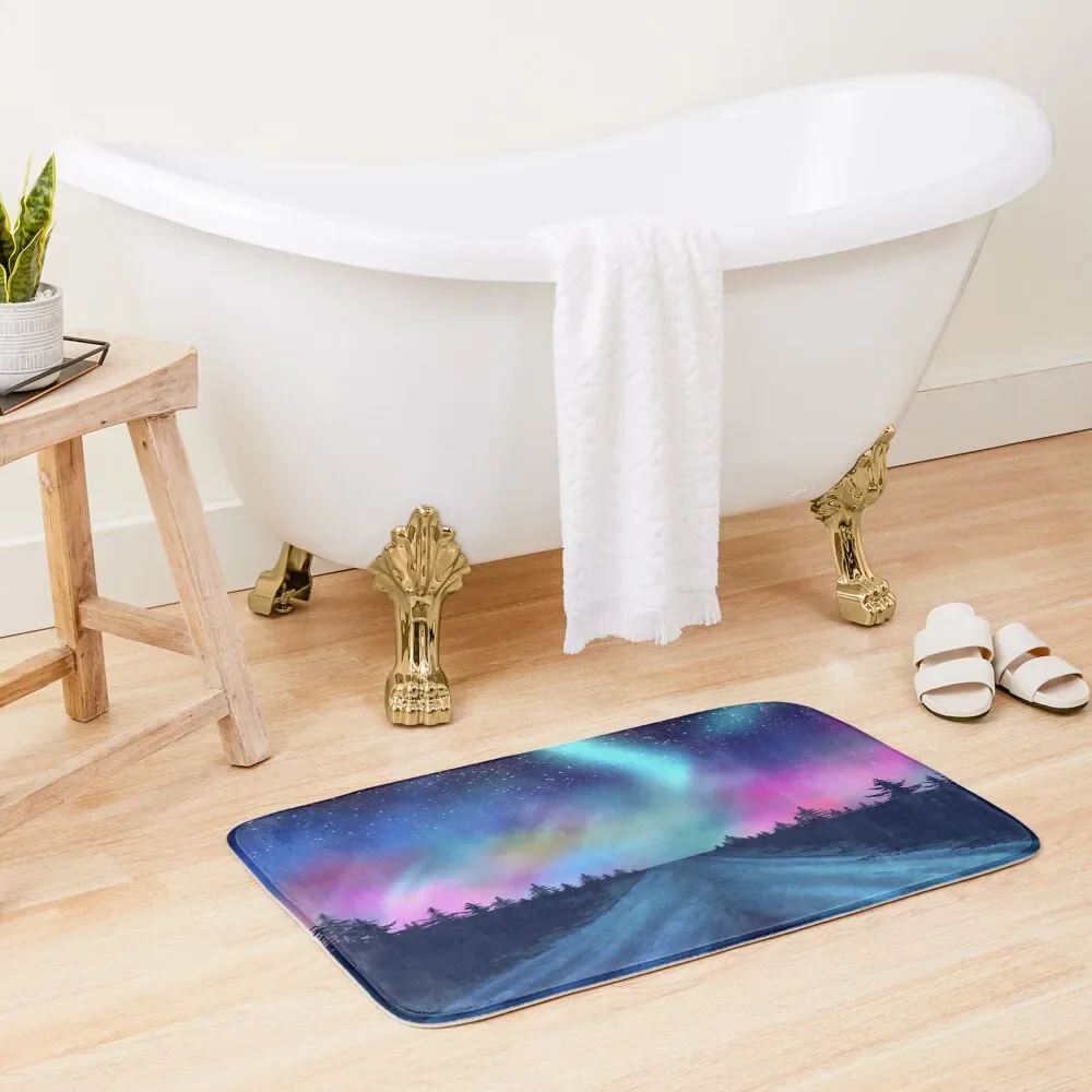 

North Aurora Borealis Reflection Bath Mat Bathroom Gadgets Foot Bathroom Bathroom Carpet Floors Mat