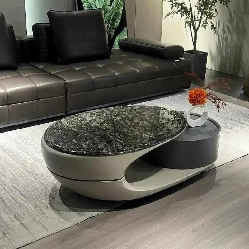 

Luxury stone coffee table high-end Italian light luxury modern high-end oval tea table