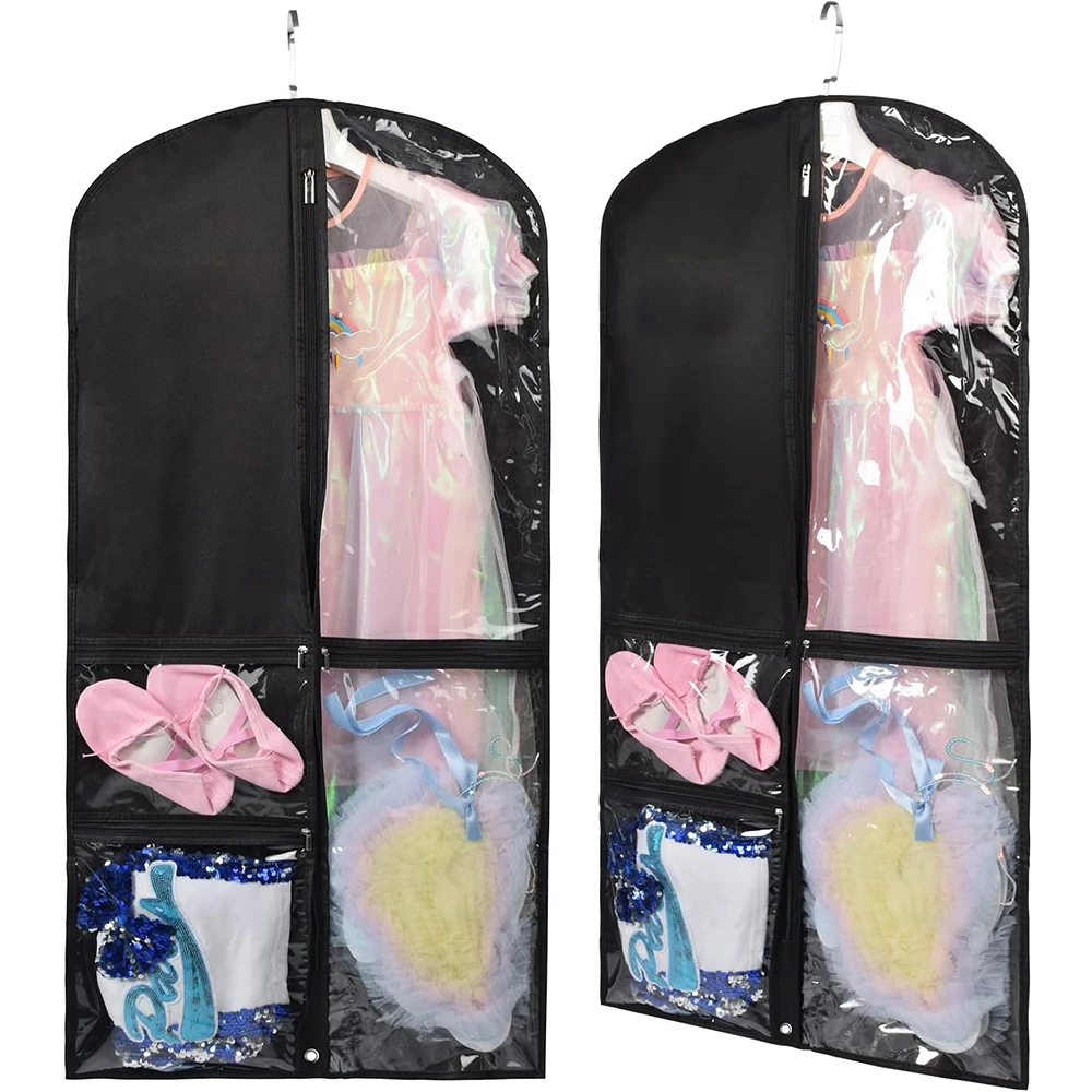 Dance Garment Bags For Dancers With Clear Zipper Pockets Travel Storage Full Zipper for Suits Dress Cover Hanging Garment Bag