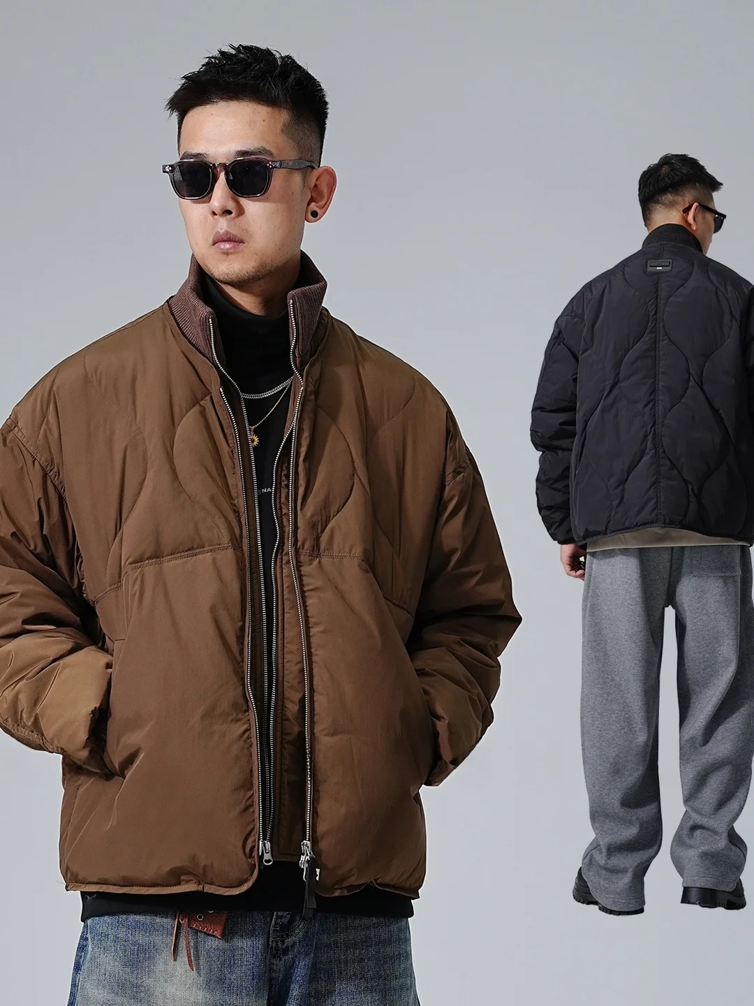 

Мужская пуховая куртка свободного кроя с воротником-стойкой, теплая, модная, брендовая, больших размеров, городская, повседневная, с коротким рукавом, на молнии