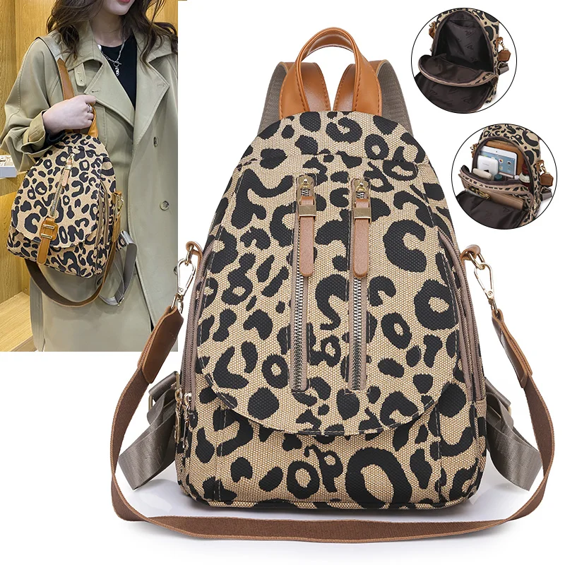 2022New Women Leather Backpacks Fashion Leopard Print Shoulder Bags Female Backpack Ladies Travel Backpack School Bags For Girls