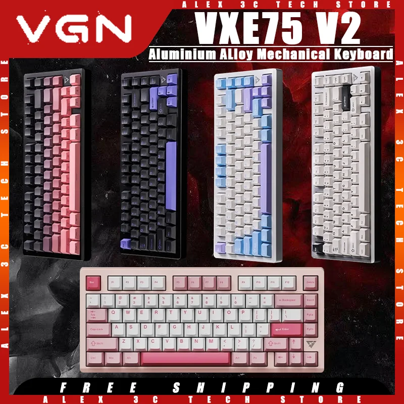 

VGN VXE75 V2 Mechanical Keyboard Aluminium Alloy Tri-mode Wireless Hot Swap RGB Customized Gaming Keyboard Pc Gamer Accessories