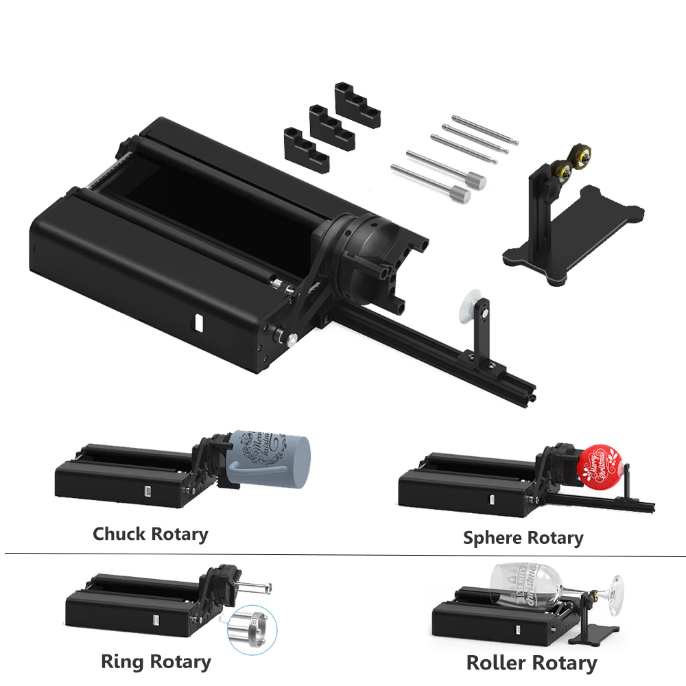 Twotrees TR2 PRO Rotary Roller 360° Y-axis Rotary Roller for Laser Engraving Cutting Machine for Circle Sphere Cylinder/Ring/Cup