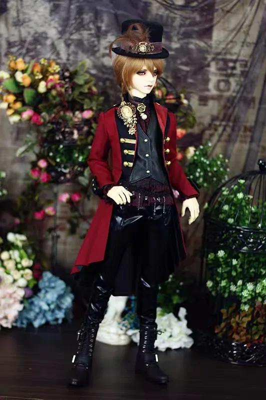 인형 삼촌을 위한 옷 유럽 스타일의 복고풍 군복, 1/3 1/4 BJD 스커트 모자 바지 조끼 허리 체인 세트 무료 배송