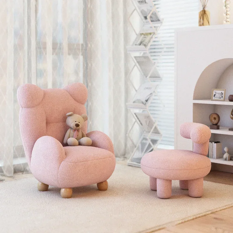 Wumovies-Canapé ours en velours d'agneau pour enfants, siège de dessin animé simple, mini canapé paresseux, chaise pour bébé, simplicité moderne, crème, mignon, nouveau, 2024