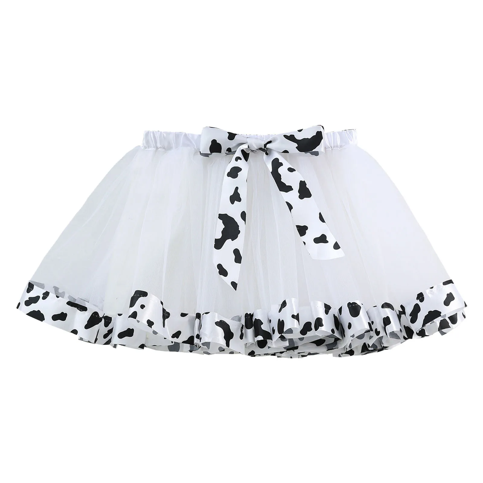 Toddler Girls Birthday Party Tutu Skirt Performance Bowkot Cute Fashion Cow Stripe Printing Leisure Bodycon Customs