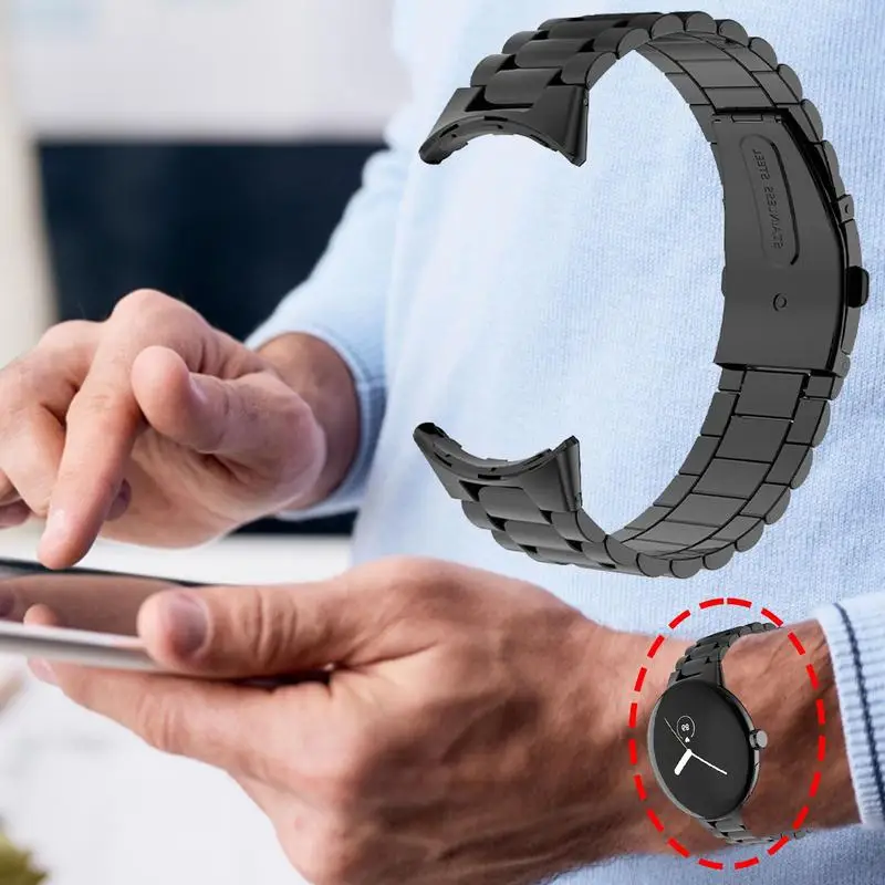 ไม่มีช่องว่างคลาสสิกหัวเข็มขัดโลหะสแตนเลสสำหรับ Google Pixel สายนาฬิกาข้อมือสำหรับ Pixel นาฬิกาสร้อยข้อมือสมาร์ท Watchband