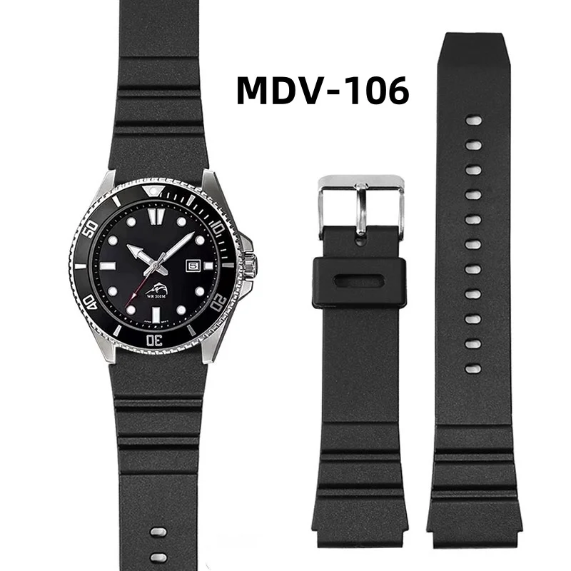 Pulsera transpirable para reloj Casio de silicona Swordfish MDV-106 MDV106 EFR-303 MTP-VD01 correa de reloj impermeable de goma 22mm