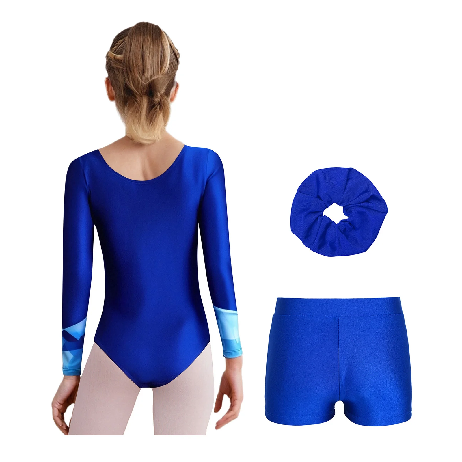 أطفال بنات الباليه الجمباز مجموعات الرياضة الرقص الزي طويلة الأكمام حجر الراين ديكور يوتار مع السراويل الشعر التعادل المرحلة زي #5