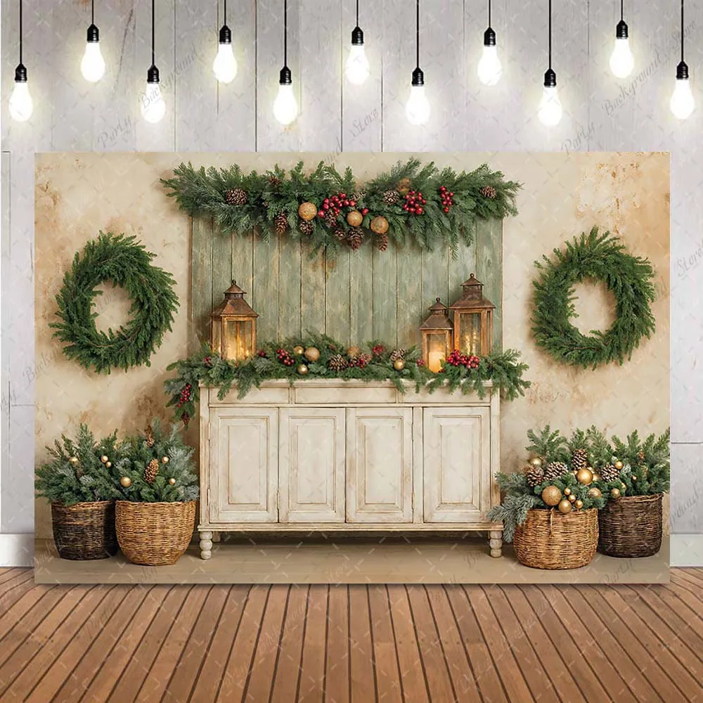 คริสต์มาสต้นสนฉากหลังสำหรับเด็กทารกการถ่ายภาพวินเทจเรโทรคริสต์มาสภาพพื้นหลังจุดส่องแสง Photocall แบนเนอร์